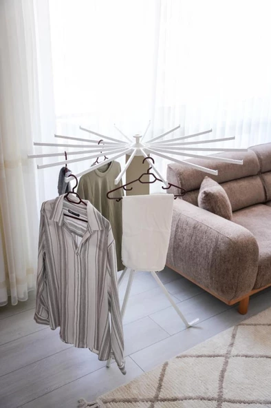 House Plus Hely Açılıp Kapanabilir 360° Dönebilen Kurutmalık Askısı Bej – KRT57058-4 - 4