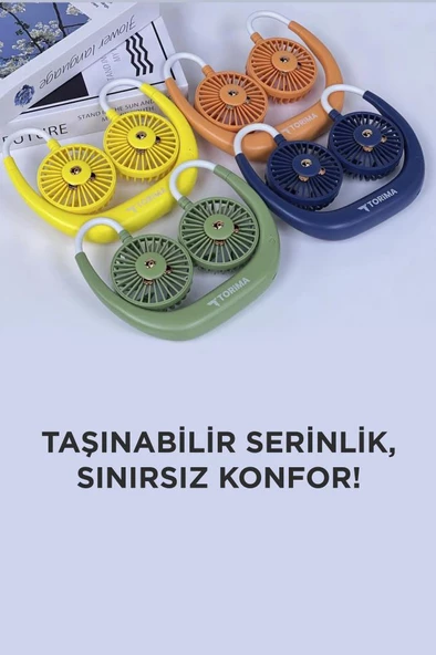 Torima F-10 Turuncu Eller Serbest Boyuna Asılabilir Şarjlı 3 Kademeli Vantilatör Klima Soğutucu Fan - 5