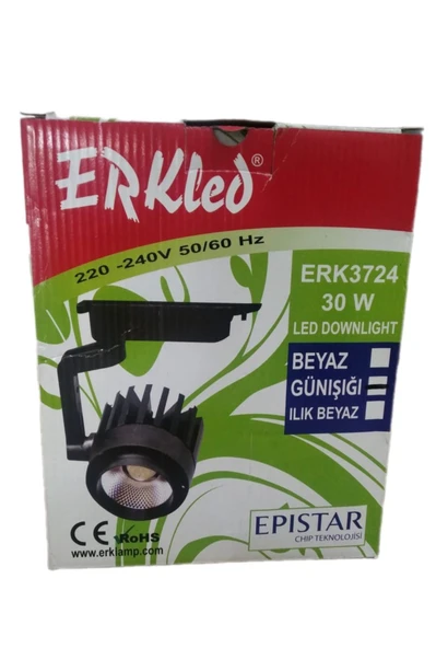 ERK3724  ERKLED 30 WATT SİYAH KASA TIRTIKLI RAY SPOT  Gün Işığı ürün görseli 1