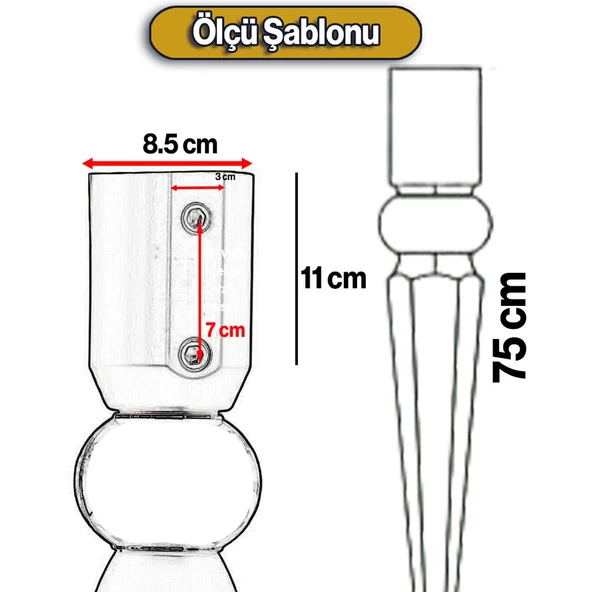 Elips Masa Dresuar Ayağı 75 Cm Plastik Siyah Krom Ayak Mutfak Yemek Masası Mobilya Ayakları Siyah - Resim 6