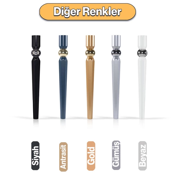 Elips Masa Dresuar Ayağı 75 Cm Plastik Siyah Krom Ayak Mutfak Yemek Masası Mobilya Ayakları Siyah - Resim 8