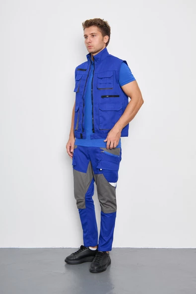 Orange Safety Sax Mavi Harman Karışımı Yelek Pantolon - 2