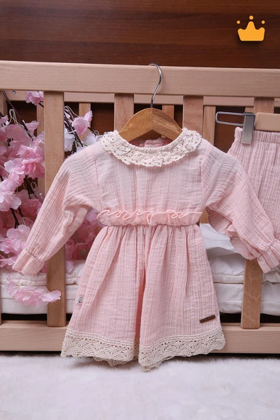 Babyhola Kız Bebek Çocuk Müslin Kopanakili Şortlu Elbise 22413 - 8