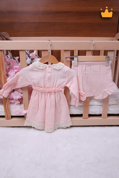 Babyhola Kız Bebek Çocuk Müslin Kopanakili Şortlu Elbise 22413 - 11