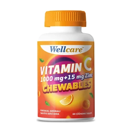 Wellcare Vitamin C 1000 mg + 15 mg Zinc Chewable 60 Tablet