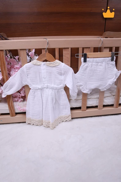 Babyhola Kız Bebek Çocuk Müslin Kopanakili Şortlu Elbise 22413 - 5