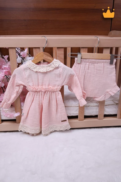 Babyhola Kız Bebek Çocuk Müslin Kopanakili Şortlu Elbise 22413 - 7