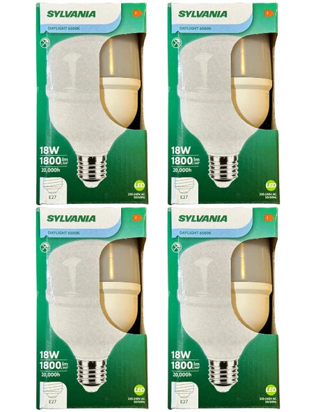Sylvania 18W 6500K (Beyaz Işık) E27 Duylu Torch Ampul (4 Adet)