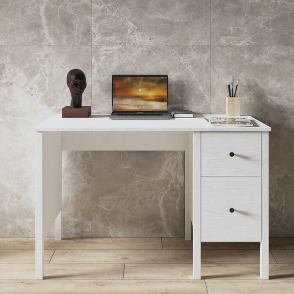 Sakura Dakar  2 çekmeceli çalışma masası  -Wood Beyaz-Minifiks Bağlantılı - 2