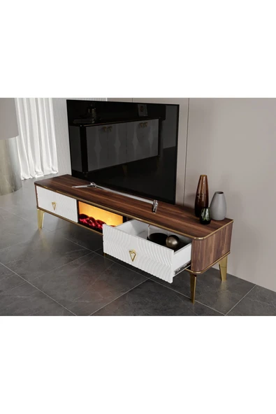Venüs Şömineli Tv Ünitesi 180 Cm 5 Farklı Fonksiyondan Oluşmakta Ve Renk Değiştirme Özelliğine Sahiptir. - 2