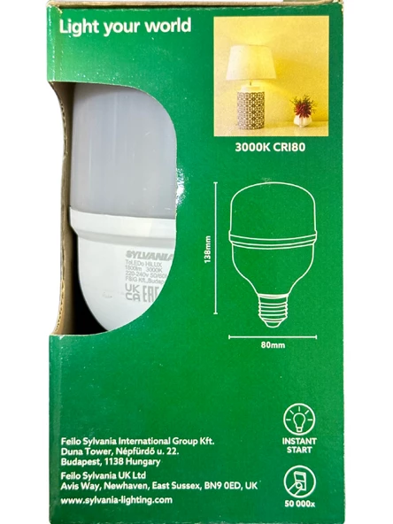 Sylvania 18W 3000K (Sarı Işık) E27 Duylu Torch Ampul (10 Adet) - Resim 4