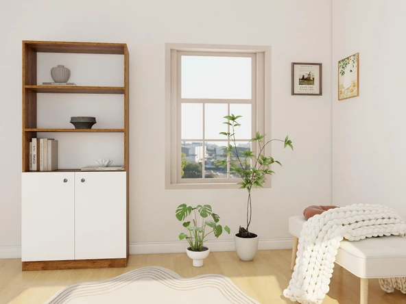 Sardes Kitaplık Amalfi-Beyaz - 1
