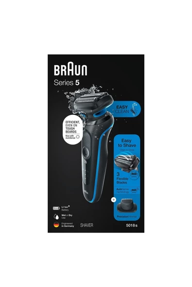 Braun Yeni Seri 5 B1200S AutoSense EasyClean EasyClick Islak ve Kuru Tıraş Makinesi - Resim 8