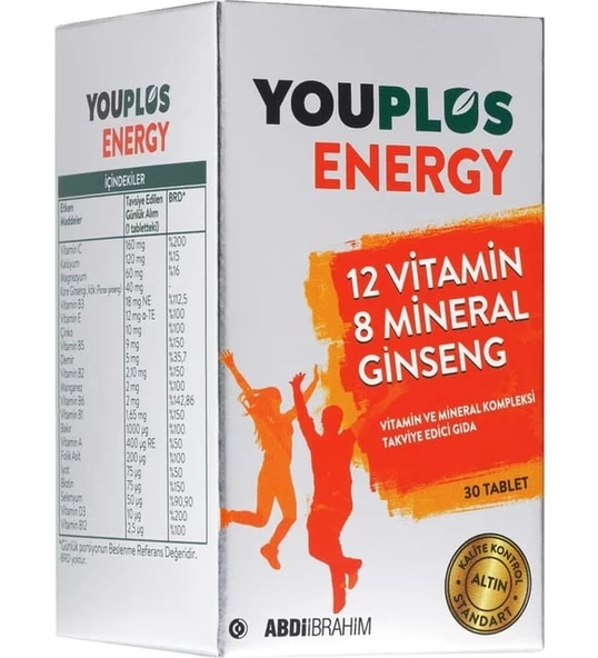 Youplus Energy Vitamin Ve Mineral Kompleksi Takviye Edici Gıda 30 Tablet