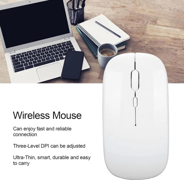 Hometech Alfa 8MY 8" Uyumlu Kablosuz Bluetooth Pilli Klavye Mouse Seti - Beyaz