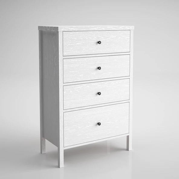 Sakura Tunis 4 çekmeceli şifonyer -Wood Beyaz-Minifiks Bağlantılı - 6