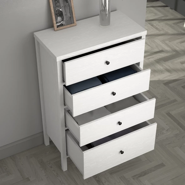 Sakura Tunis 4 çekmeceli şifonyer -Wood Beyaz-Minifiks Bağlantılı - 4