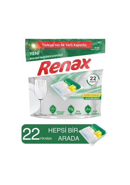 Renax Hepsi Bir Arada Bulaşık Makinesi Deterjanı 22 Tablet