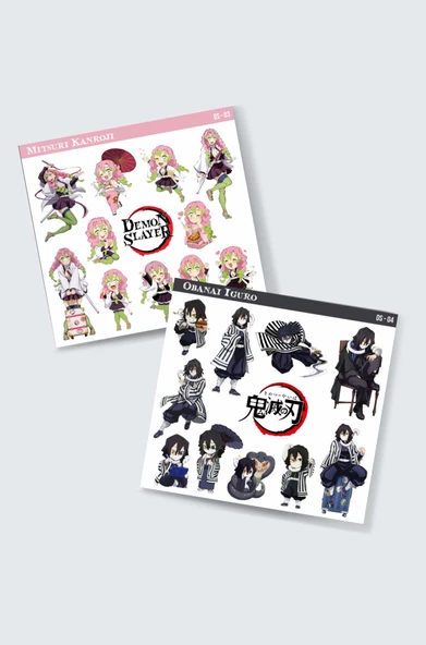 Mitsuri Kanroji-Obanai Iguro-kimetsu no yaiba-demon slayer 2li süsleme-çıkartma-etiket ürün görseli 1