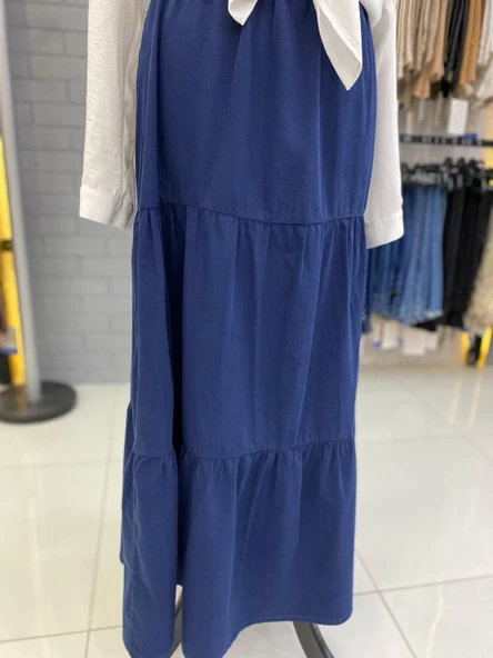 Büzgülü- Beli Lastikli Kot Etek - 2