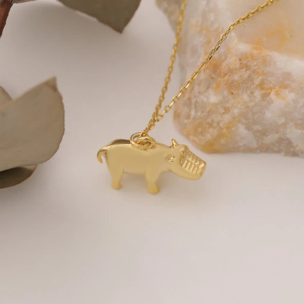 925 Ayar Gümüş Su Aygırı Kolye - Resim 5