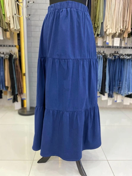 Büzgülü- Beli Lastikli Kot Etek - 5