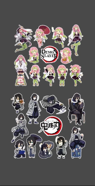 Mitsuri Kanroji-Obanai Iguro-kimetsu no yaiba-demon slayer 2li süsleme-çıkartma-etiket - Resim 4