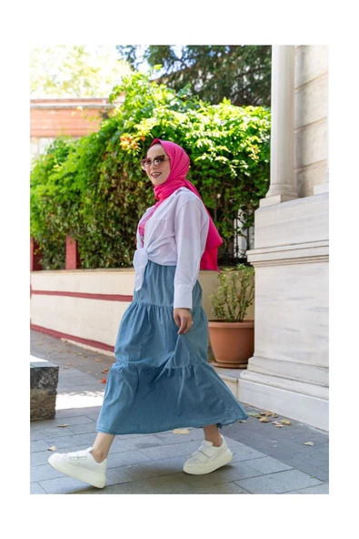 Büzgülü- Beli Lastikli Kot Etek - 10