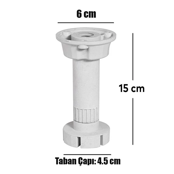 Mobilya Yükseltici Kanepe Baza Tezgah Dolap Ünite Tv Mutfak Ayağı Ayarlı Ayarlanabilir 15 cm Gri Ayak (4 ADET) - Resim 2
