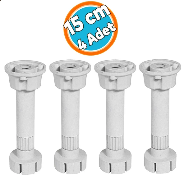 Mobilya Yükseltici Kanepe Baza Tezgah Dolap Ünite Tv Mutfak Ayağı Ayarlı Ayarlanabilir 15 cm Gri Ayak (4 ADET) ürün görseli