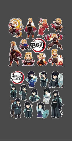 Muichiro Tokito-Senjuro Rengoku -Demon Slayer-2li çıkartma-etiket-süsleme-hediye - 4
