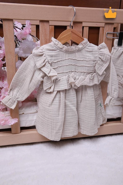 Babyhola Kız Bebek Çocuk Müslin Fırfırlı Şortlu Elbise 22411 - 2