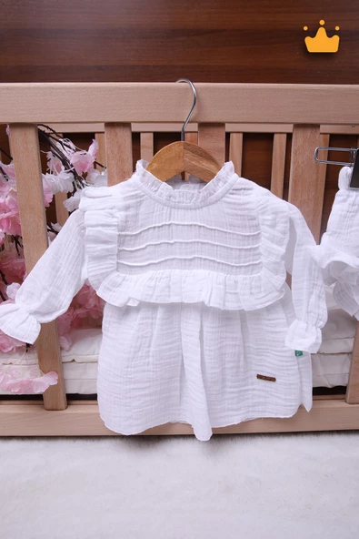 Babyhola Kız Bebek Çocuk Müslin Fırfırlı Şortlu Elbise 22411 - 8