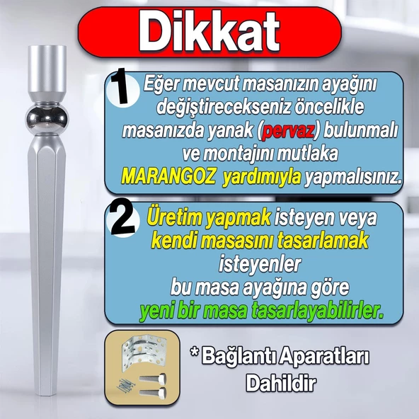 Elips Masa Dresuar Ayağı 75 cm Plastik Gümüş Gri Ayak Mutfak Yemek Masası Mobilya Ayakları Gümüş - 2