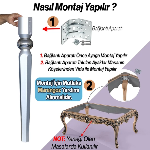 Elips Masa Dresuar Ayağı 75 cm Plastik Gümüş Gri Ayak Mutfak Yemek Masası Mobilya Ayakları Gümüş - 5