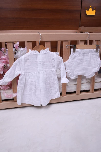 Babyhola Kız Bebek Çocuk Müslin Fırfırlı Şortlu Elbise 22411 - 11