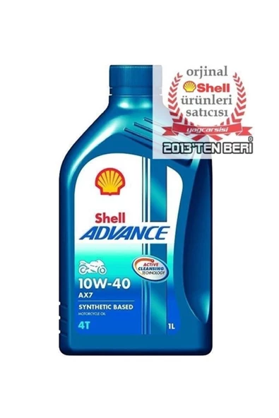 Shell Advance AX7 4T 10W-40 1 Lt - 4 Zamanlı Motosiklet Motor Yağı