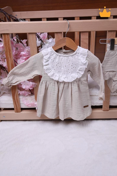 Babyhola Kız Bebek Çocuk Müslin Önlüklü Şortlu Elbise 22410 - 2