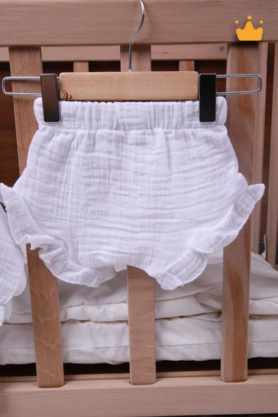 Babyhola Kız Bebek Çocuk Müslin Önlüklü Şortlu Elbise 22410 - 10