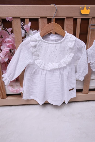 Babyhola Kız Bebek Çocuk Müslin Önlüklü Şortlu Elbise 22410 - 8
