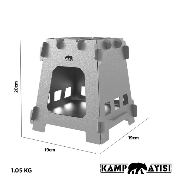 Kamp Ayısı® Inox™ 1mm Paslanmaz Galvaniz Çelik Su Geçirmez Çantalı Ateş Kutusu - 5