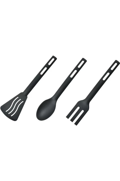 3lü Mini Plastik Spatula Kaşık Çatal Servis Seti Takımı - 5