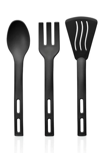 3lü Mini Plastik Spatula Kaşık Çatal Servis Seti Takımı