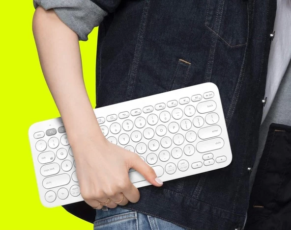 Huawei Mediapad T5 10.1" Uyumlu Kablosuz Bluetooth Pilli Klavye Mouse Seti - Beyaz - Resim 6