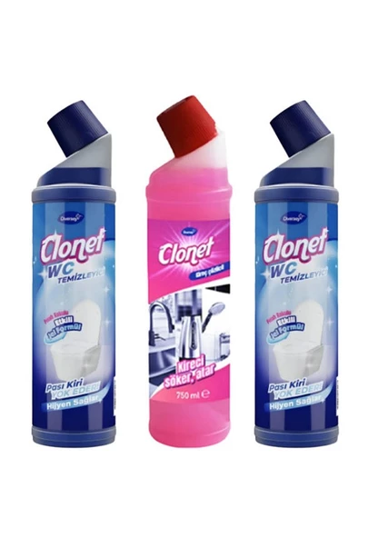 Diversey Clonet Kireç Çözücü 750 ML + Diversey Clonet Wc Temizleyici 2 x 750 ML