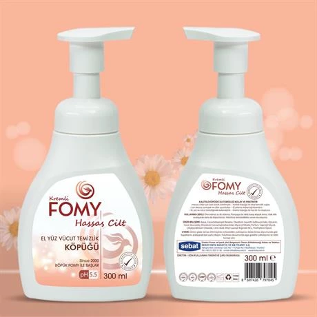 FOMY Hassas Cilt Kuru Sert Ciltler Yoğun Nemlendirici Arındırıcı Kremli Köpük Sabun 4 adet 300 ml - 3