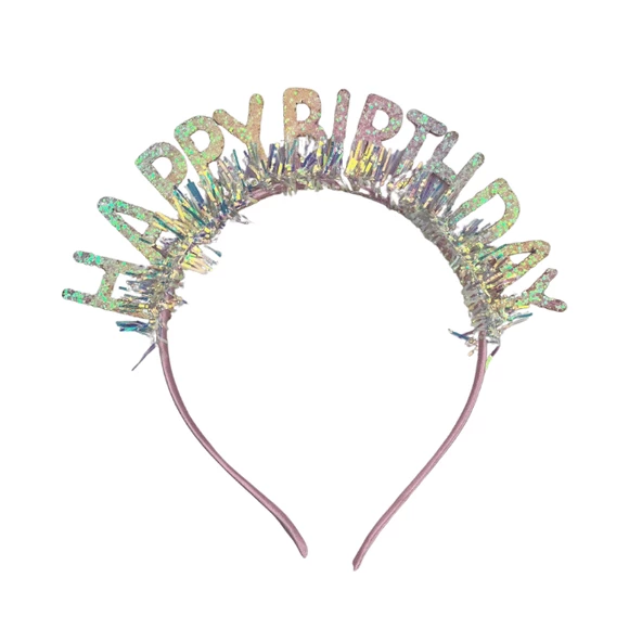 Plastik Happy Bırthday Simli Taç Gözlük Renkli 2 li Set - 4