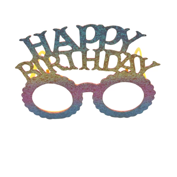 Plastik Happy Bırthday Simli Taç Gözlük Renkli 2 li Set - 3