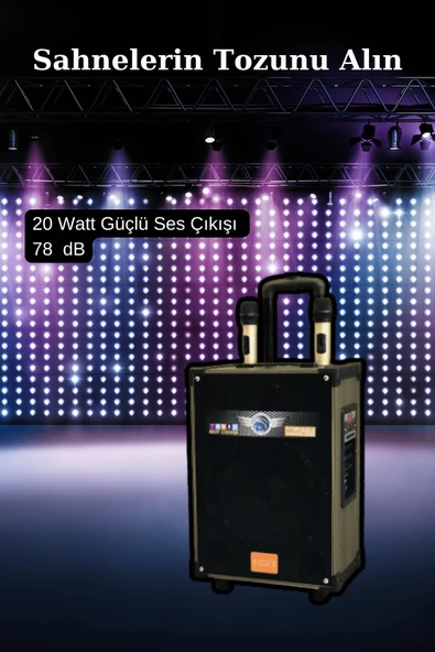 Gedi Superbass LT-912 Taşınabilir Çift Mikrofonlu Kumandalı 40 Watt Kablosuz Hoparlör - Resim 4