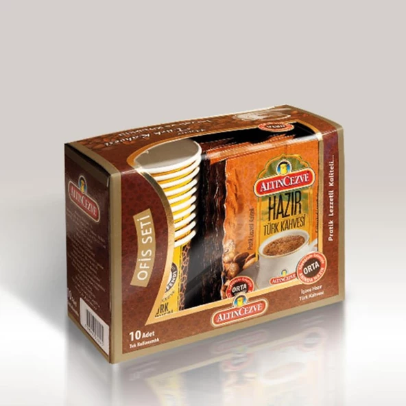 Altın Cezve Hazır Türk Kahvesi Ofis Seti Orta Şekerli 10 x 9 Gr - 10LU PAKET - 2